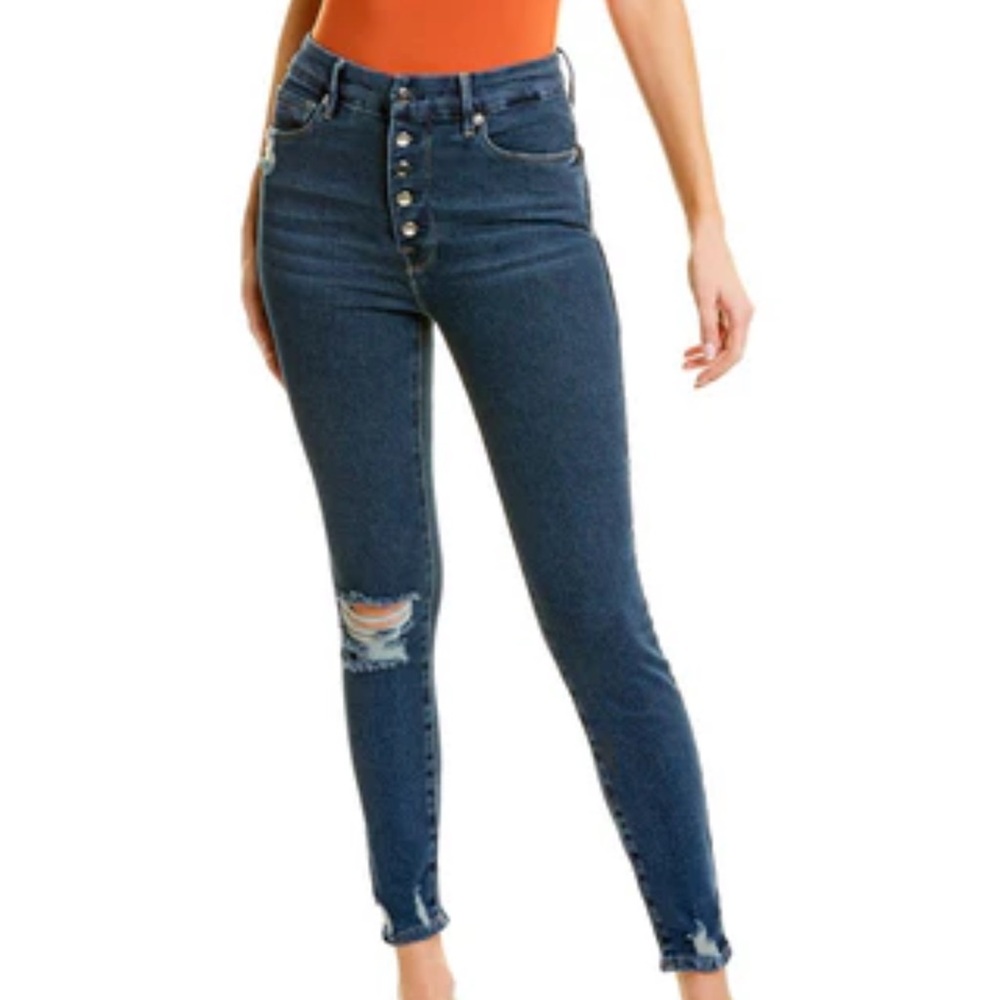 GOOD‎ AMERICAN Good Legs Skinny Jeans Distressed Dark Wash Size 14/32 NEW